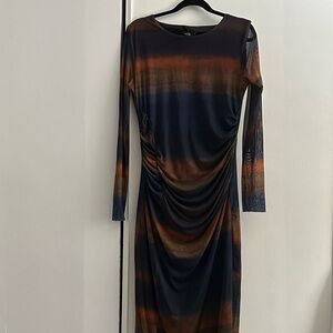 Chic Long Sleeve Gradient Dress